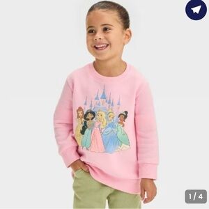 Disney Princess Toddler Girl 2T Pink Castle Belle Jasmine Cinderella Sweatshirt